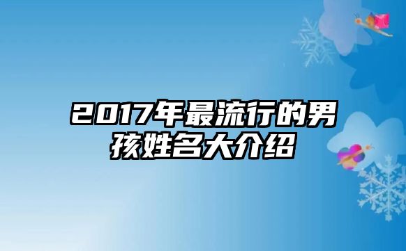 2017年最流行的男孩姓名大介绍