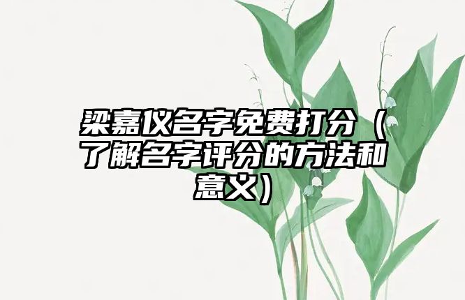 梁嘉仪名字免费打分（了解名字评分的方法和意义）