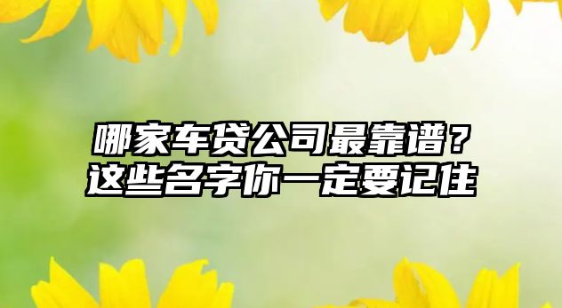 哪家车贷公司最靠谱？这些名字你一定要记住