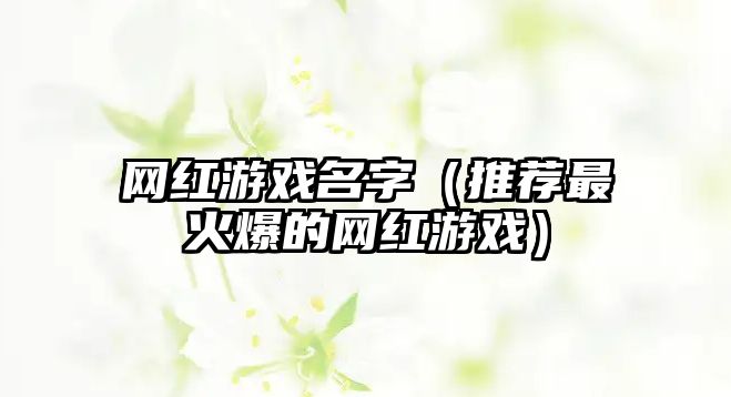 网红游戏名字（推荐最火爆的网红游戏）