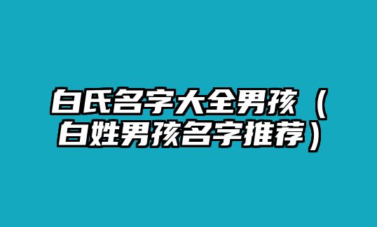 白氏名字大全男孩（白姓男孩名字推荐）