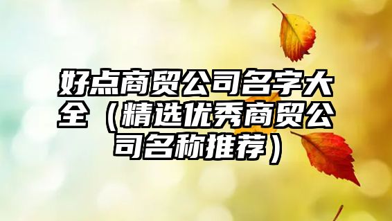 好点商贸公司名字大全（精选优秀商贸公司名称推荐）