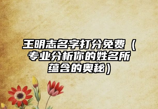 王明志名字打分免费（专业分析你的姓名所蕴含的奥秘）