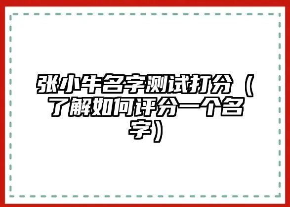 张小牛名字测试打分（了解如何评分一个名字）