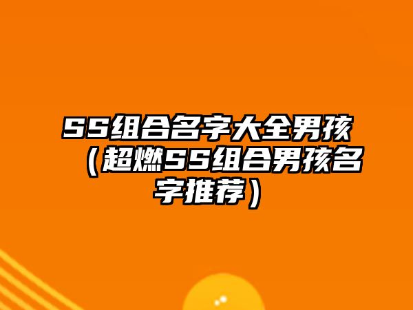 SS组合名字大全男孩（超燃SS组合男孩名字推荐）