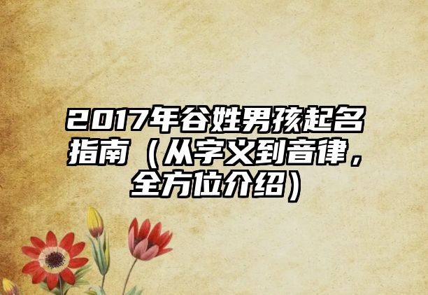 2017年谷姓男孩起名指南（从字义到音律，全方位介绍）