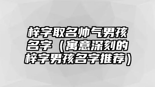 梓字取名帅气男孩名字（寓意深刻的梓字男孩名字推荐）