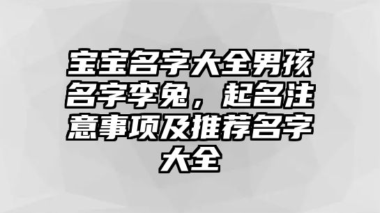 宝宝名字大全男孩名字李兔，起名注意事项及推荐名字大全