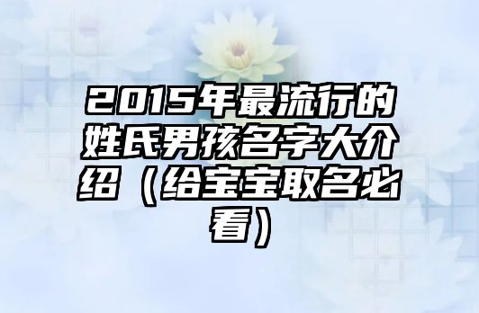 2015年最流行的姓氏男孩名字大介绍（给宝宝取名必看）