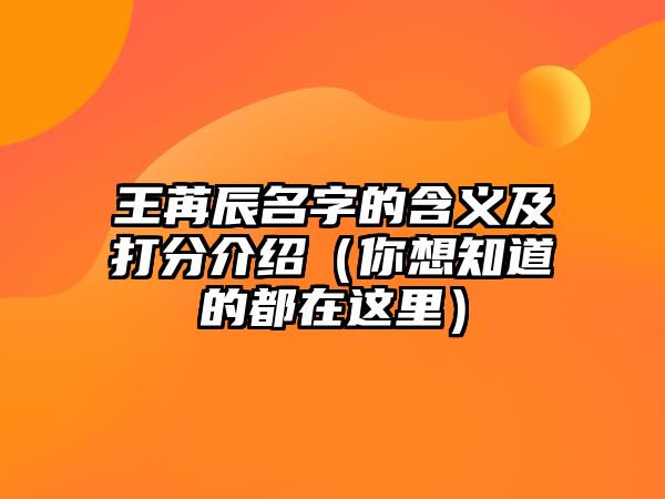 王苒辰名字的含义及打分介绍（你想知道的都在这里）