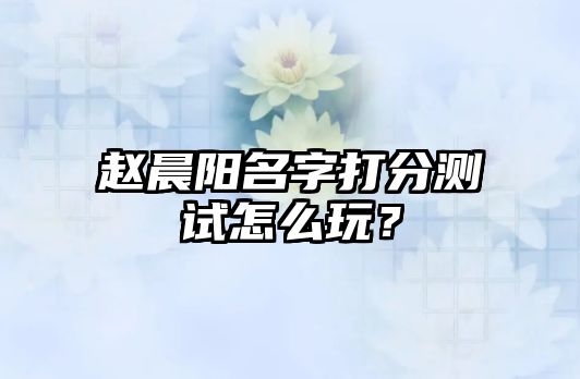 赵晨阳名字打分测试怎么玩？