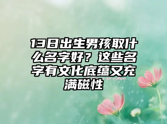 13日出生男孩取什么名字好？这些名字有文化底蕴又充满磁性