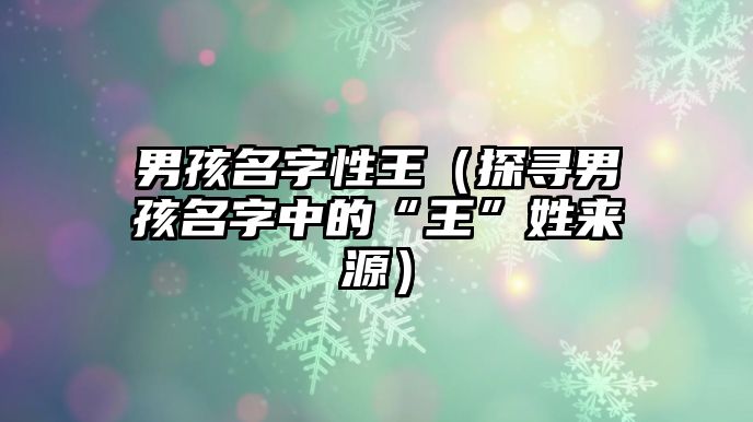 男孩名字性王（探寻男孩名字中的“王”姓来源）