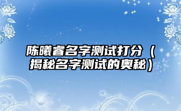 陈曦睿名字测试打分（揭秘名字测试的奥秘）