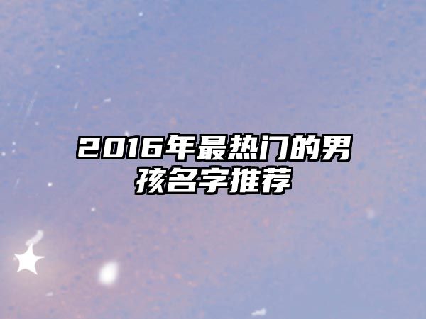 2016年最热门的男孩名字推荐