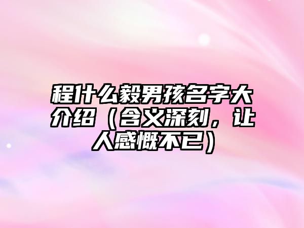 程什么毅男孩名字大介绍（含义深刻，让人感慨不已）