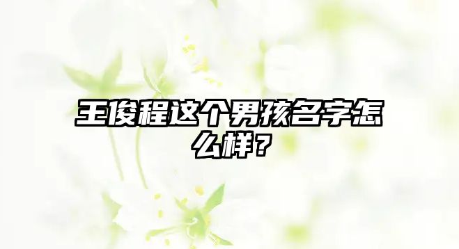 王俊程这个男孩名字怎么样？