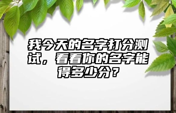 我今天的名字打分测试，看看你的名字能得多少分？