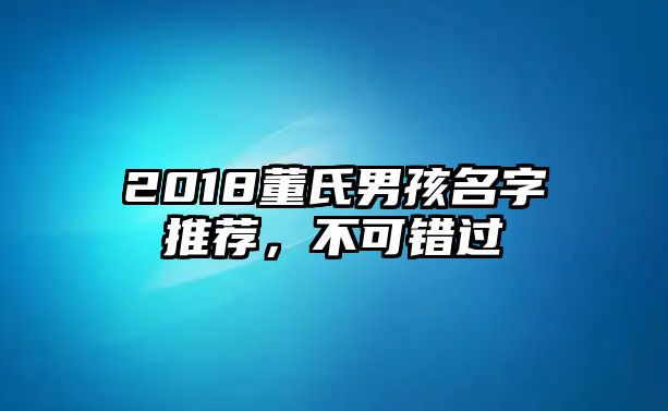 2018董氏男孩名字推荐，不可错过