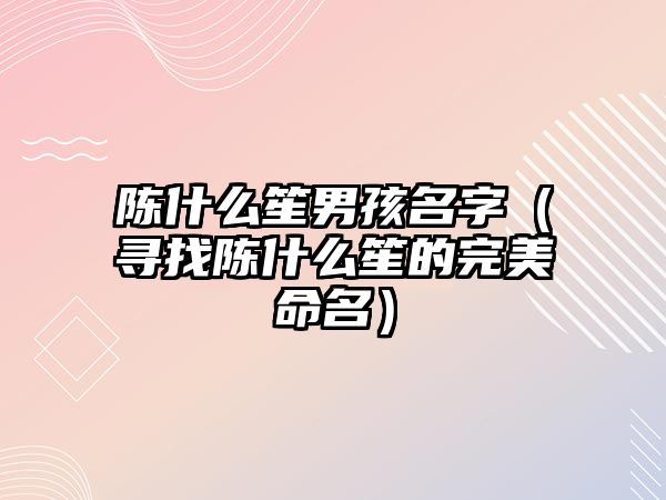 陈什么笙男孩名字（寻找陈什么笙的完美命名）