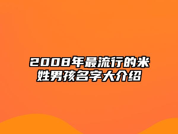 2008年最流行的米姓男孩名字大介绍