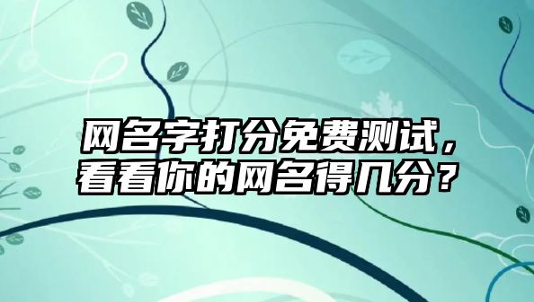 网名字打分免费测试，看看你的网名得几分？