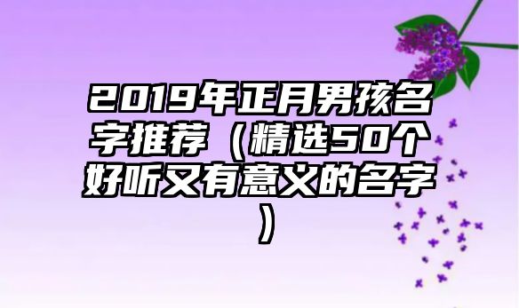 2019年正月男孩名字推荐（精选50个好听又有意义的名字）