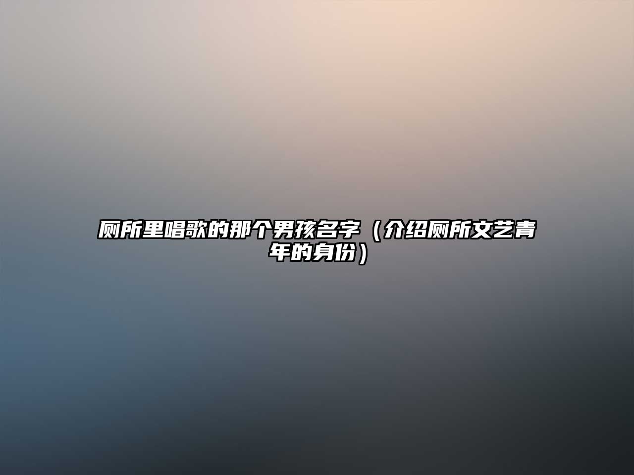 厕所里唱歌的那个男孩名字（介绍厕所文艺青年的身份）