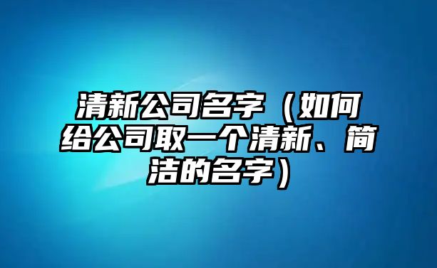 清新公司名字（如何给公司取一个清新、简洁的名字）