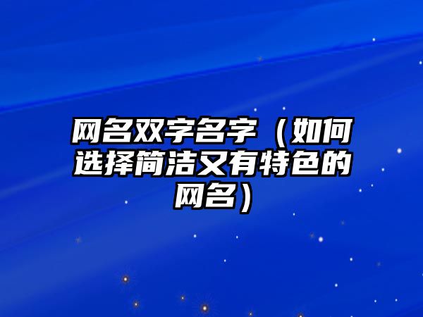 网名双字名字（如何选择简洁又有特色的网名）