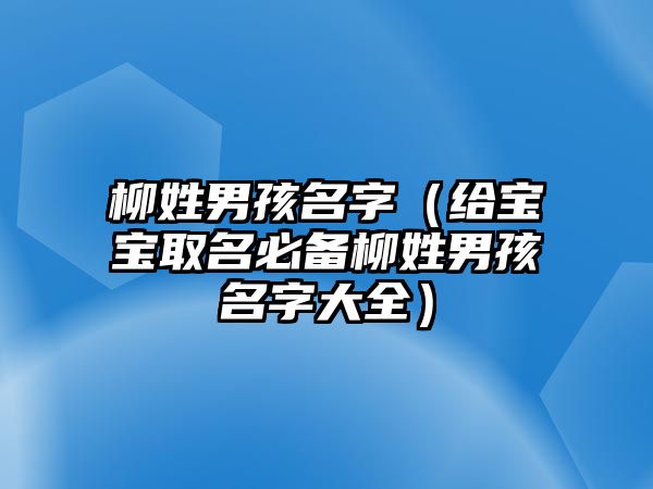 柳姓男孩名字（给宝宝取名必备柳姓男孩名字大全）