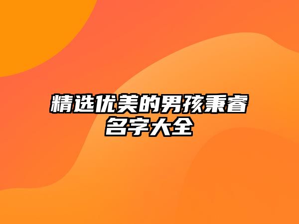 精选优美的男孩秉睿名字大全