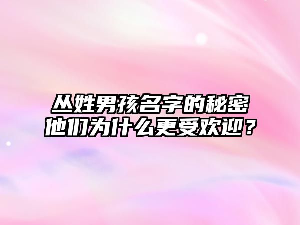 丛姓男孩名字的秘密他们为什么更受欢迎？