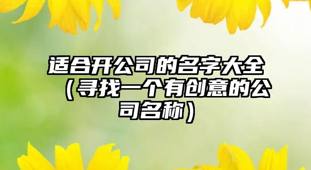 适合开公司的名字大全（寻找一个有创意的公司名称）