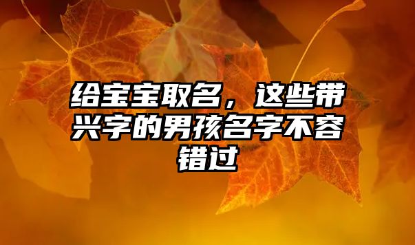 给宝宝取名，这些带兴字的男孩名字不容错过