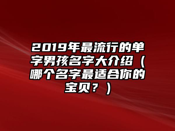 2019年最流行的单字男孩名字大介绍（哪个名字最适合你的宝贝？）