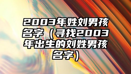 2003年姓刘男孩名字（寻找2003年出生的刘姓男孩名字）