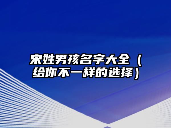 宋姓男孩名字大全（给你不一样的选择）