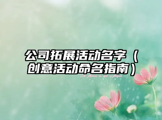 公司拓展活动名字（创意活动命名指南）