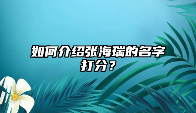 如何介绍张海瑞的名字打分？