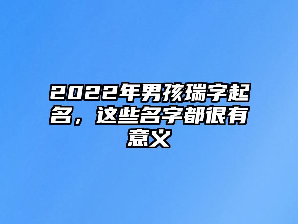 2022年男孩瑞字起名，这些名字都很有意义