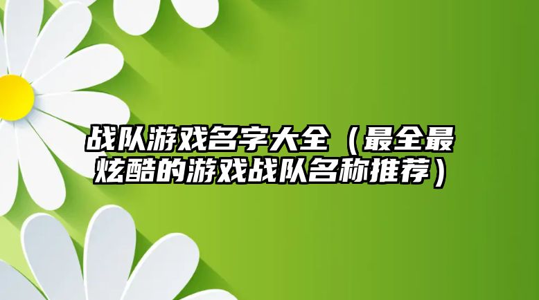 战队游戏名字大全（最全最炫酷的游戏战队名称推荐）