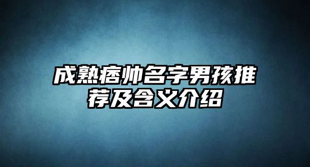 成熟痞帅名字男孩推荐及含义介绍