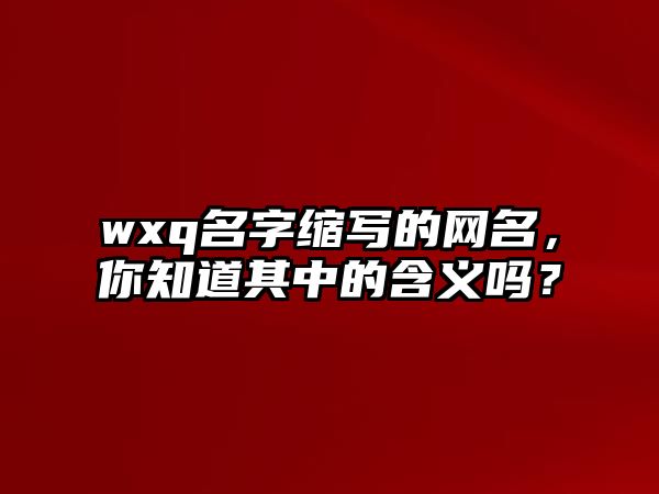 wxq名字缩写的网名，你知道其中的含义吗？