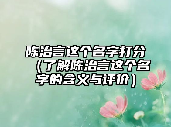 陈治言这个名字打分（了解陈治言这个名字的含义与评价）