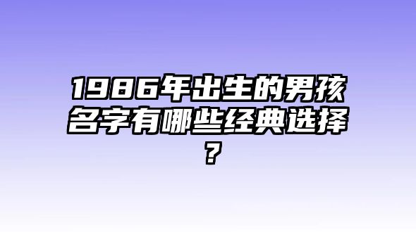 1986年出生的男孩名字有哪些经典选择？