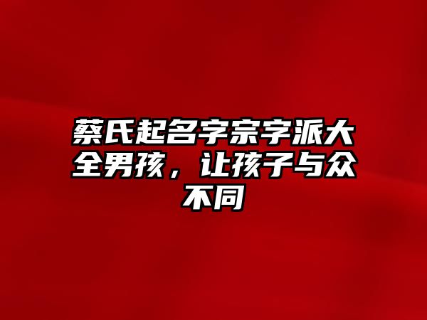 蔡氏起名字宗字派大全男孩，让孩子与众不同