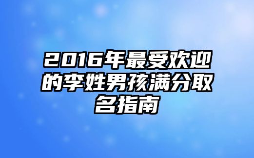 2016年最受欢迎的李姓男孩满分取名指南