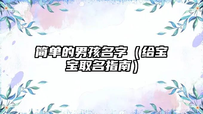 简单的男孩名字（给宝宝取名指南）