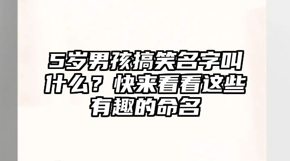 5岁男孩搞笑名字叫什么？快来看看这些有趣的命名